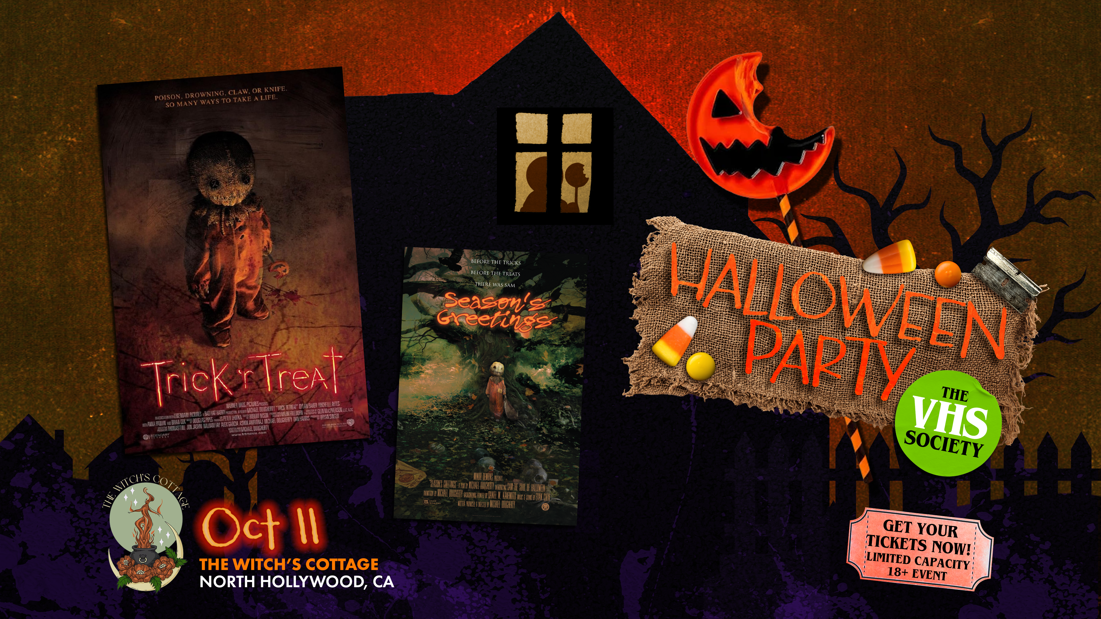 Promo image for a Halloween Party featuring movie Trick R Treat